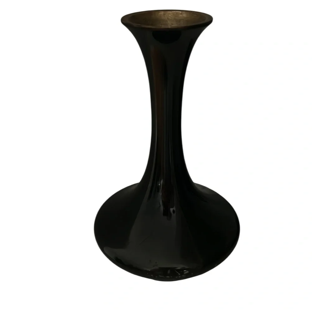 VINTAGE JAPANESE MIXED METAL / BRONZE COLOR  ETCHED VASE, PAGODA, Mount Fuji‎